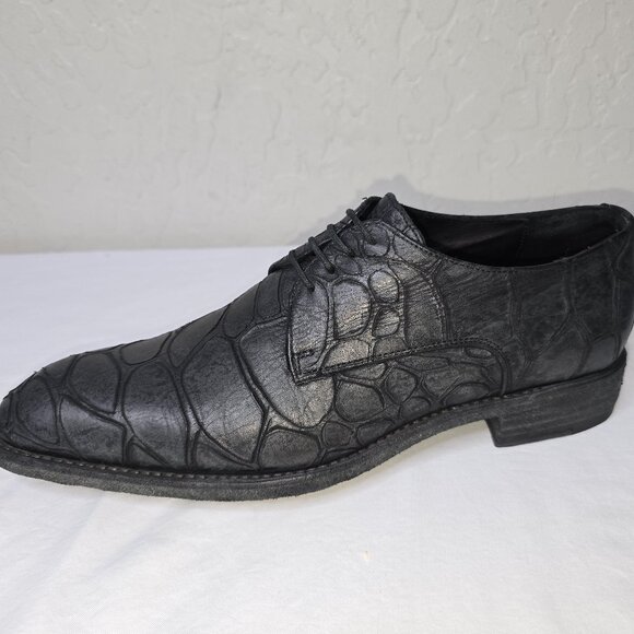 Jean Baptiste Rautureau Grey Leather Croco Alligator Print Oxfords Men's 10 / 43 - Picture 3 of 9